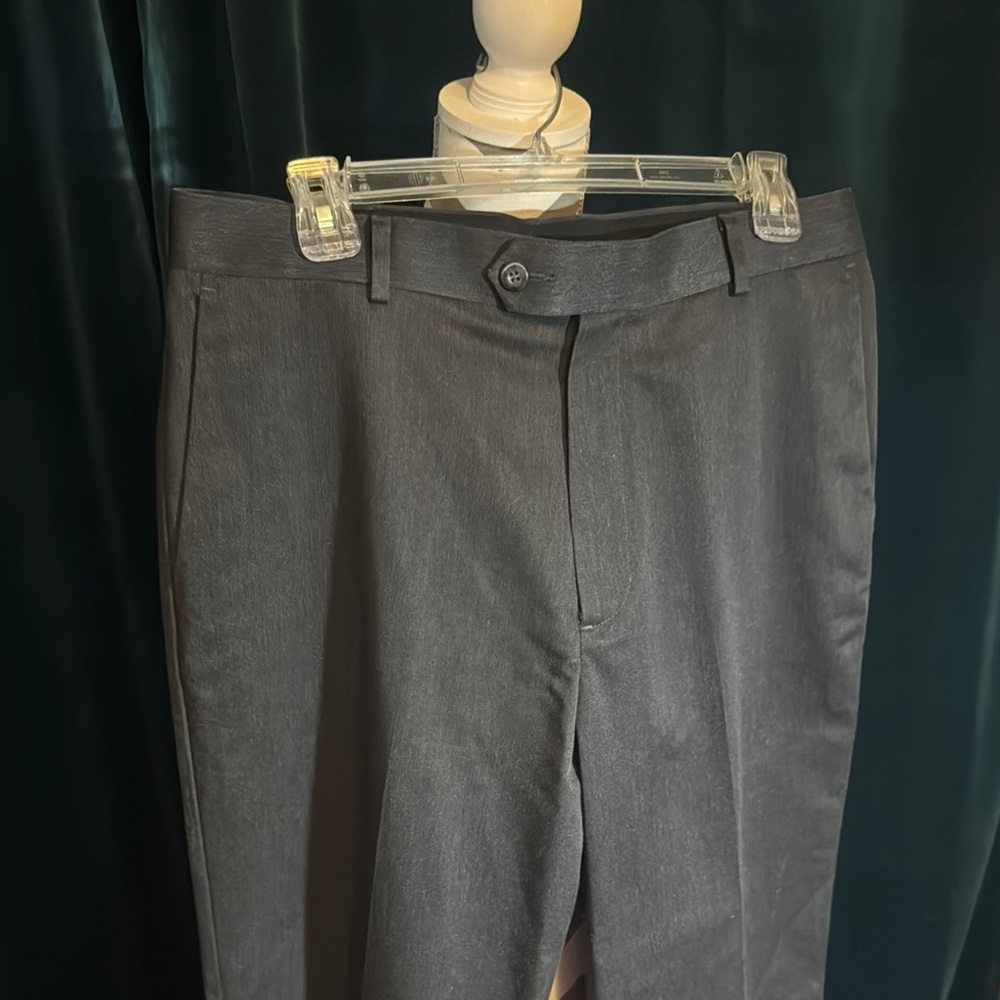 Dark Gray Men’s Relaxed Fit Flat Front Dress Pants with Belt Loops by Dockers - Picture 3 of 10